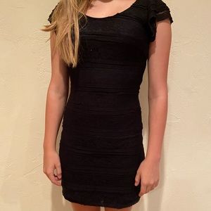 Black lace tight formal dress